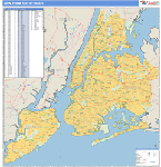 New York 5 Boroughs  Wall Map Basic Style